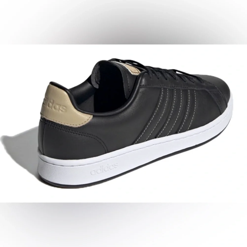 adidas Neo Grand Court Black Gold Men’s Leather Sneakers Size 9.5